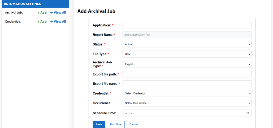 Add Archival Job
