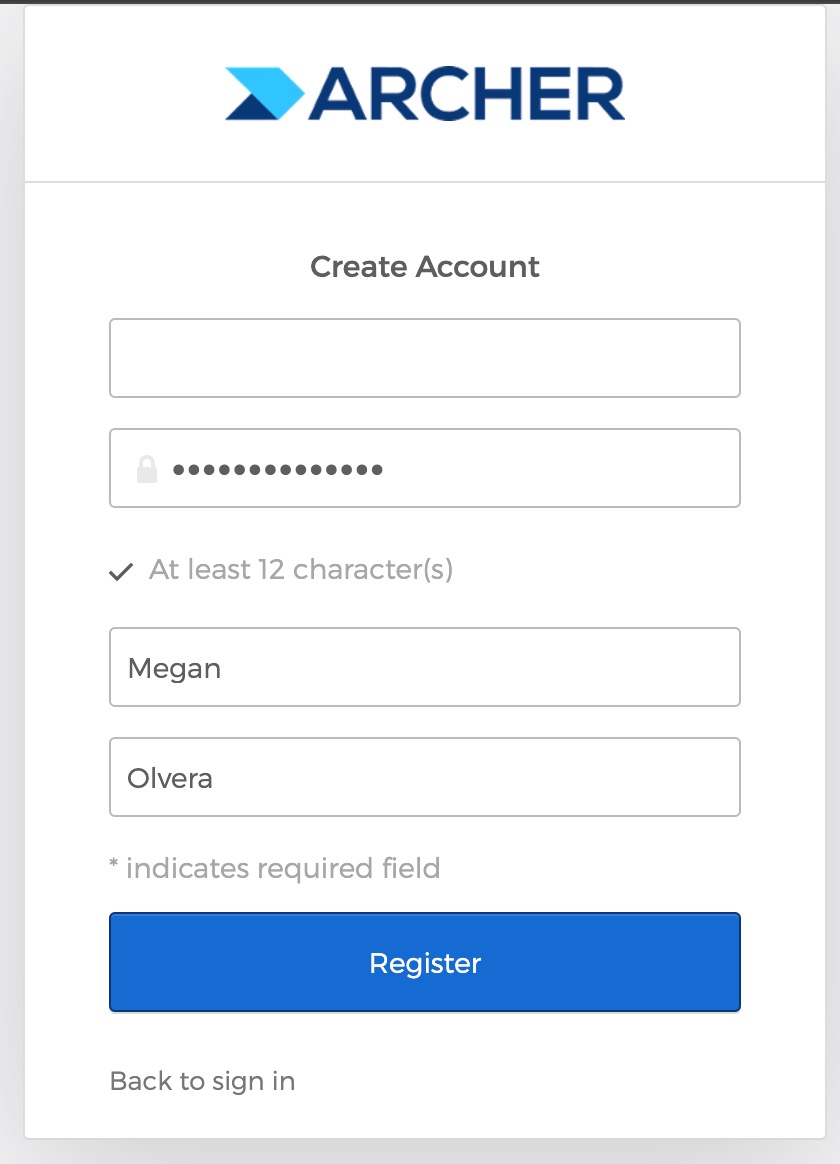 Image showing Account Creation fields